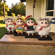 貝智鹿毛衣穿搭糖葫蘆蠟筆小新盲盒可愛(ài)家居車(chē)載擺件潮玩公仔禮物 我全都要！(熊貝貝+奶呼呼+綠油油+彩虹虹)