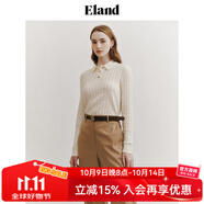 ELAND衣戀小奶羔毛衣女POLO領短款絞花含綿羊毛2025早秋新款 象牙白/白色(39)Ivory M 165