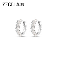 ZEGL圈圈耳環(huán)素圈耳扣925銀耳圈復(fù)古新款送女朋友禮物情人節(jié)生日 銀色珍珠耳環(huán)+品牌專屬禮盒
