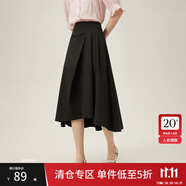 范思藍恩法式不規(guī)則a字半身裙女中長款設計感氣質百褶裙24FS12104 黑色 XS