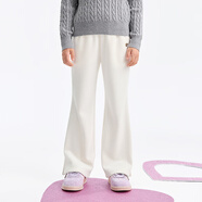 安奈兒童裝女童修身休閑長(cháng)褲子2025冬新款加絨微喇褲 奶糖白   150   