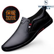 洛克華菲（Rock Fairwhale） 豆豆鞋男鞋青年套腳皮鞋男駕車司機(jī)休閑鞋子潮流男士懶人一腳蹬 B款黑色 加絨 859 39