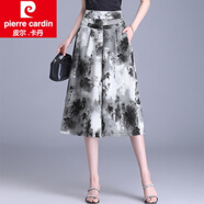 皮爾卡丹（pierre cardin）薄款裙褲國風(fēng)闊腿褲女褲子2025夏季新款褲裙碎花小個子大腳七分褲 水墨印花 28 2尺1建議100-112斤