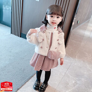 Baldauren小女孩冬天加厚套裝裙女小童秋冬裝加絨寶寶衣服中小童可愛連衣裙 紅色兩件套(包包)秋冬 加絨加厚 100 建議身高85-95cm  2-3周歲