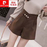 皮爾卡丹（pierre cardin）毛呢短褲女秋冬新款2025闊腿外穿時尚小個子高腰顯瘦冬季靴褲