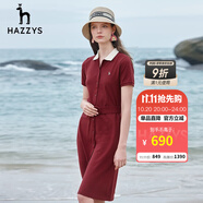 哈吉斯（HAZZYS）女裝 夏季款女士薄款收腰雅致大方Polo領(lǐng)連衣裙AQWSE03BF01 酒紅色WN XL (170/92A 42)