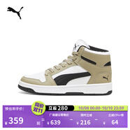 彪馬（PUMA）經(jīng)典復古籃球風(fēng)熊貓配色中幫板鞋男女REBOUND MID369573 橡樹(shù)棕-黑色-白-50 41