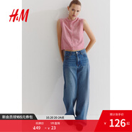 H&M女士針織開衫2025秋新款文藝圓領(lǐng)無(wú)袖針織背心1296848 混粉色 L 170/104
