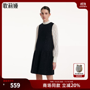 歌莉婭小香風(fēng)連衣裙女氣質(zhì)淑女高級(jí)感設(shè)計(jì)感娃娃裝a字背心裙1B9R4K4T0 00B黑色 L