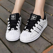 阿迪達斯（adidas）三葉草男鞋女鞋板鞋 2025冬季新款情侶金標貝殼休閑鞋子女 白色/黑/貝殼頭 /Superstar 2 42
