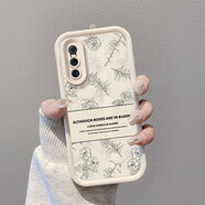 韓菲琪VIVO X27手機殼x27保護套V1838A復古花豎紋卡通可愛(ài)貼皮磨砂殼男女情侶軟邊硅膠全包防摔外殼 【復古花豎皮紋】白色 vivo X27