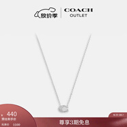 蔻馳（COACH）奧萊女士項(xiàng)鏈設(shè)計(jì)感高級(jí)感禮物 密鑲經(jīng)典標(biāo)志項(xiàng)鏈 銀色