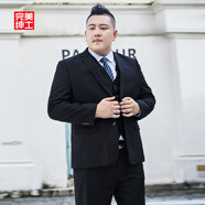 完美紳士胖子西裝套裝男士大碼加肥加大寬松版外套商務(wù)正裝職業(yè)裝結(jié)婚禮服 (單件裝)黑色西裝外套 M (105-125斤)