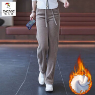 啄木鳥(niǎo)燈芯絨闊腿褲女秋冬2025新款高腰顯瘦氣質(zhì)百搭通勤直筒休閑長(cháng)褲子 燕麥色【加絨加厚冬款】 3XL 【建議135-145斤】