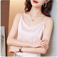 浪莎（LangSha）輕奢高檔品牌桑蠶絲吊帶背心女西裝內搭秋季打底真絲上衣V領(lǐng)緞面 香粉色 L