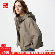 優(yōu)衣庫【驚喜價】女裝休閑連帽短外套/時尚百搭479229 33 卡其色 L /160/88A
