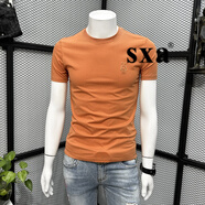 SXA香港潮牌棉質(zhì)短袖t恤男夏季2024新款休閑圓領(lǐng)半截袖青年百搭上衣 磚紅 L