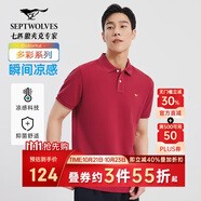 七匹狼短袖T恤男士T恤時(shí)尚中青年翻領(lǐng)商務(wù)休閑小狼標(biāo)刺繡Polo男裝