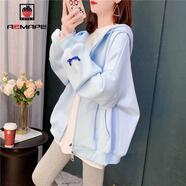 AEMAPE慵懶風(fēng)連帽衛衣女2026春秋冬季女裝個(gè)性時(shí)尚百搭開(kāi)衫外套女裝上衣 藍色 2XL
