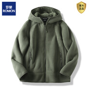 羅蒙（ROMON）牛貨500g搖粒絨仿羊羔絨防風(fēng)保暖秋冬男戶(hù)外休閑連帽夾克外套棉衣 綠色 8633 M 建議100-120斤