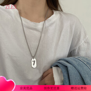 ZLEX幸運數(shù)字7方牌純銀項鏈女嘻哈男潮歐美小眾LUCKY衛(wèi)衣鏈毛衣鏈配飾 幸運數(shù)字7項鏈