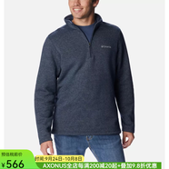 哥倫比亞男士長袖抓絨衛(wèi)衣 春秋保暖 商務(wù)休閑立領(lǐng) 拉鏈外套棉質(zhì)混紡舒適 Collegiate Navy S