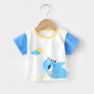 迷你木木屋兒童短袖夏季男童女童上衣夏天男女寶寶外出純棉短袖T恤親膚透氣 玩具鯊魚(yú) 73 cm 推薦身高66-72cm