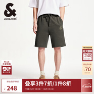 杰克·瓊斯（JACK&JONES）夏季五分褲LOGO刺繡字母提花略寬松運動(dòng)休閑短褲男裝22429F029 E06黑橄欖 M （175)