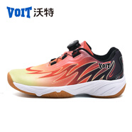 沃特（VOIT）羽毛球鞋碳板旋紐兒童中小學(xué)生免系帶網(wǎng)球鞋男女訓練透氣運動(dòng)鞋 黑紅 33