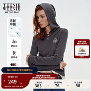 Teenie Weenie【美雅碧抗菌】小熊秋季長(zhǎng)袖T恤休閑紅色帽衫上衣女 深灰色 XS (155)