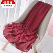 恒源祥結婚絲巾披肩婚禮媽媽喜婆婆禮服披風(fēng)斗篷外搭配旗袍的小外披夏季 N79-A-酒紅色