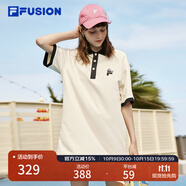 FILA FUSION斐樂(lè)潮牌女子連衣裙夏時(shí)尚寬松簡(jiǎn)約POLO領(lǐng)連身裙 乳糖色-BG M （165/84A/M）