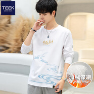 TEEK長(zhǎng)袖t恤男上衣服青少年新款秋冬季男裝秋衣 潮流休閑春秋款體恤衫 【加絨】JH862白色 XL