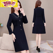 初徑加絨/不加絨 娃娃領(lǐng)連衣裙女春秋裝2026年新款洋氣減齡顯瘦氣質(zhì)裙 黑色不加絨 M 98斤以下