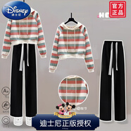 迪士尼（Disney）10歲女孩秋裝套裝11女童春秋13衣服12到15大童女裝2025新款初中生 紅灰上衣+黑褲【大童女裝2024秋 175 (適合身高160-175cm 建議125-