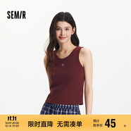 森馬（Semir）背心女短款蝴蝶結溫柔夏季2025時(shí)尚緊身繡花圓領(lǐng)上衣109325102001