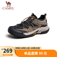 駱駝（CAMEL）踏山男士戶外登山復古透氣休閑低幫徒步鞋 G14M342685 棕/黑 40