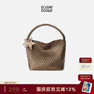 ECODAY編織托特包大容量通勤手提單肩包女包生日情人節(jié)禮物送女友 古銅金（中號(hào)）