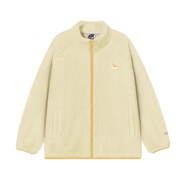 F426【趙露思許妍同款】國潮牌情侶春季寬松撞色舒棉絨毛絨外套 檸檬黃 加絨 XL