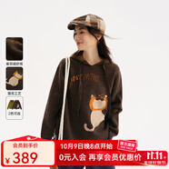 飛鳥(niǎo)和新酒帶帽提花套頭衫女短款2024冬季新款休閑針織衫百搭毛衫 咖啡色HCJ06 M