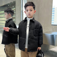 巧米兔（QIAOMITU）男童羽絨服2025新款外套兒童洋氣冬裝保暖中大童潮流帥氣6-12歲 黑色 120