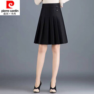 皮爾卡丹（pierre cardin）23年新款百褶短裙半身裙女春秋高腰蓬蓬裙a型半截遮胯顯瘦a字裙小 黑色春秋款 沒裝飾 L 【有內(nèi)襯】