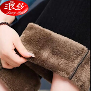 浪莎加厚微喇褲加絨褲子女冬季特厚長(zhǎng)毛絨一條過冬雪尼爾外穿保暖棉褲 【黑色-加厚絨】 加絨 S 建議80-100斤