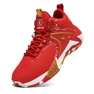 喬丹格蘭秋冬男鞋紅色本命年高幫二棉防水皮面49籃球鞋運動(dòng)保暖加絨大棉鞋 A52紅色皮面 38