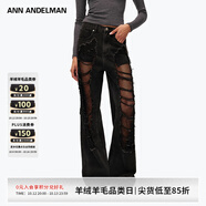 ANN ANDELMAN【明星同款】官方直營直筒寬松網(wǎng)紗破洞褲女2025新品 黑色 26
