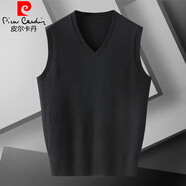 皮爾卡丹（pierre cardin）大碼男裝V領(lǐng)針織馬甲2025春秋新款加肥加大毛衣背心寬松休閑線(xiàn)衫 黑色 L