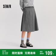 森馬（Semir）森馬半身裙女仿毛呢裙子24冬新款A(yù)字百褶裙遮胯顯瘦109724120001