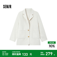 森馬（Semir）外套女中長款西裝領(lǐng)通勤百搭寬松2024冬新款含羊毛雙面呢夾克 白色調(diào)00311 M