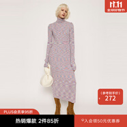 moussy&sly冬季新品歐美風(fēng)修身高領(lǐng)包臀針織連衣裙女030FAY73-5530 混合粉色097 均碼