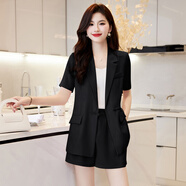 楚馨西裝短褲套裝女職業(yè)2025夏季新款女裝時(shí)尚氣質(zhì)小個(gè)子高級感兩件套 黑色 M （建議95-105斤）